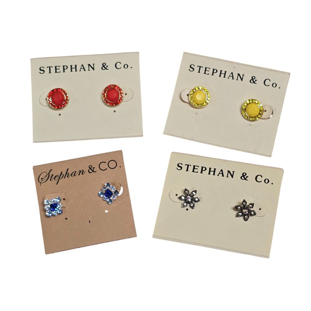 Stephan & Co Women's Trendy Stud Earrings 4 Pairs NWT